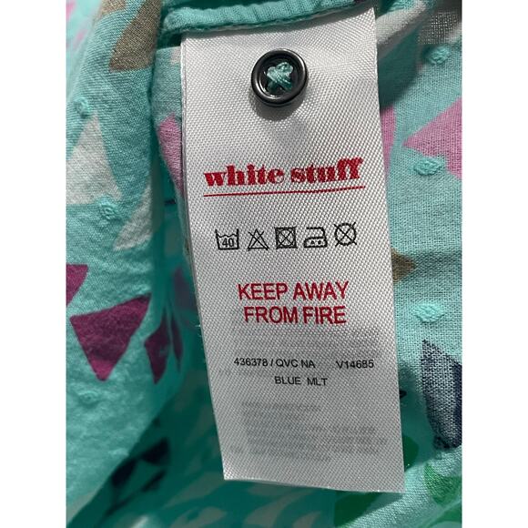 White Stuff Rae Organic Vest Cotton Geometric Button Blouse Shirt Womens Large - Picture 4 of 8